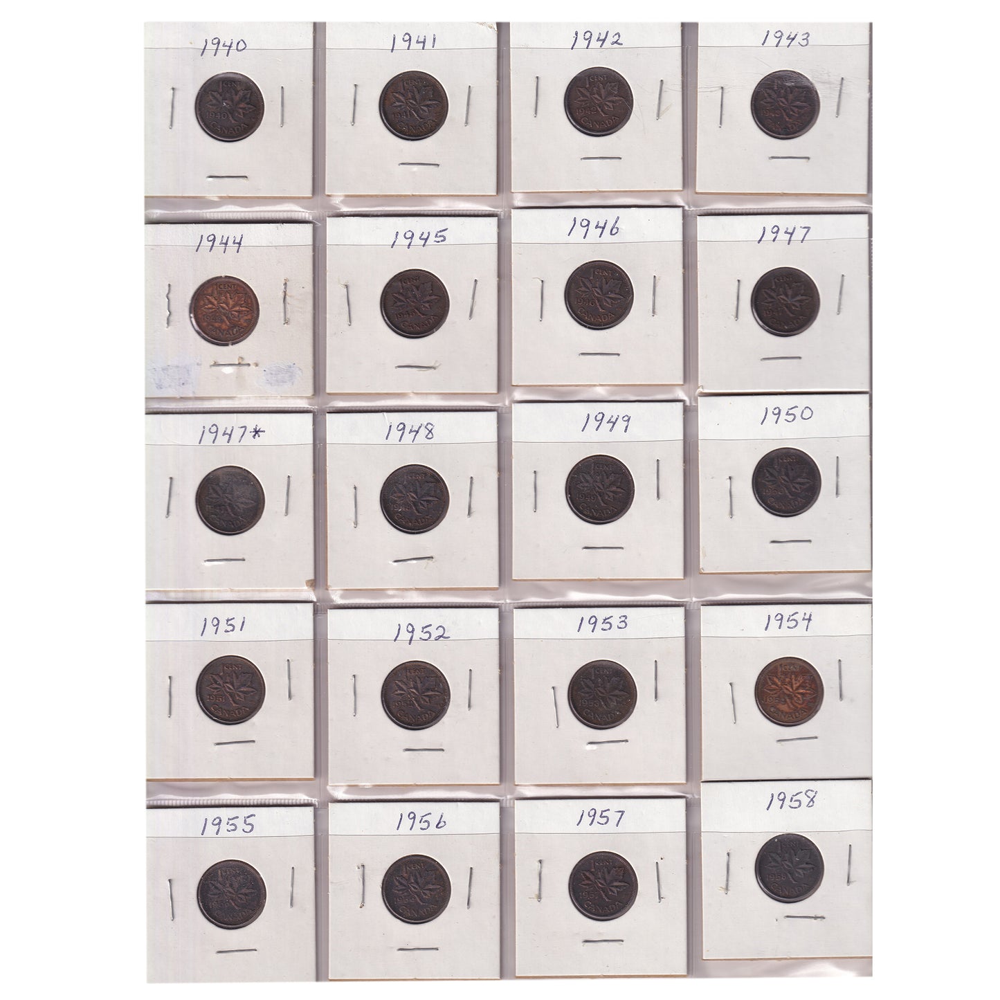 Estate Lot of 182x 1900-2012 Canada 1-cents in Black Binder