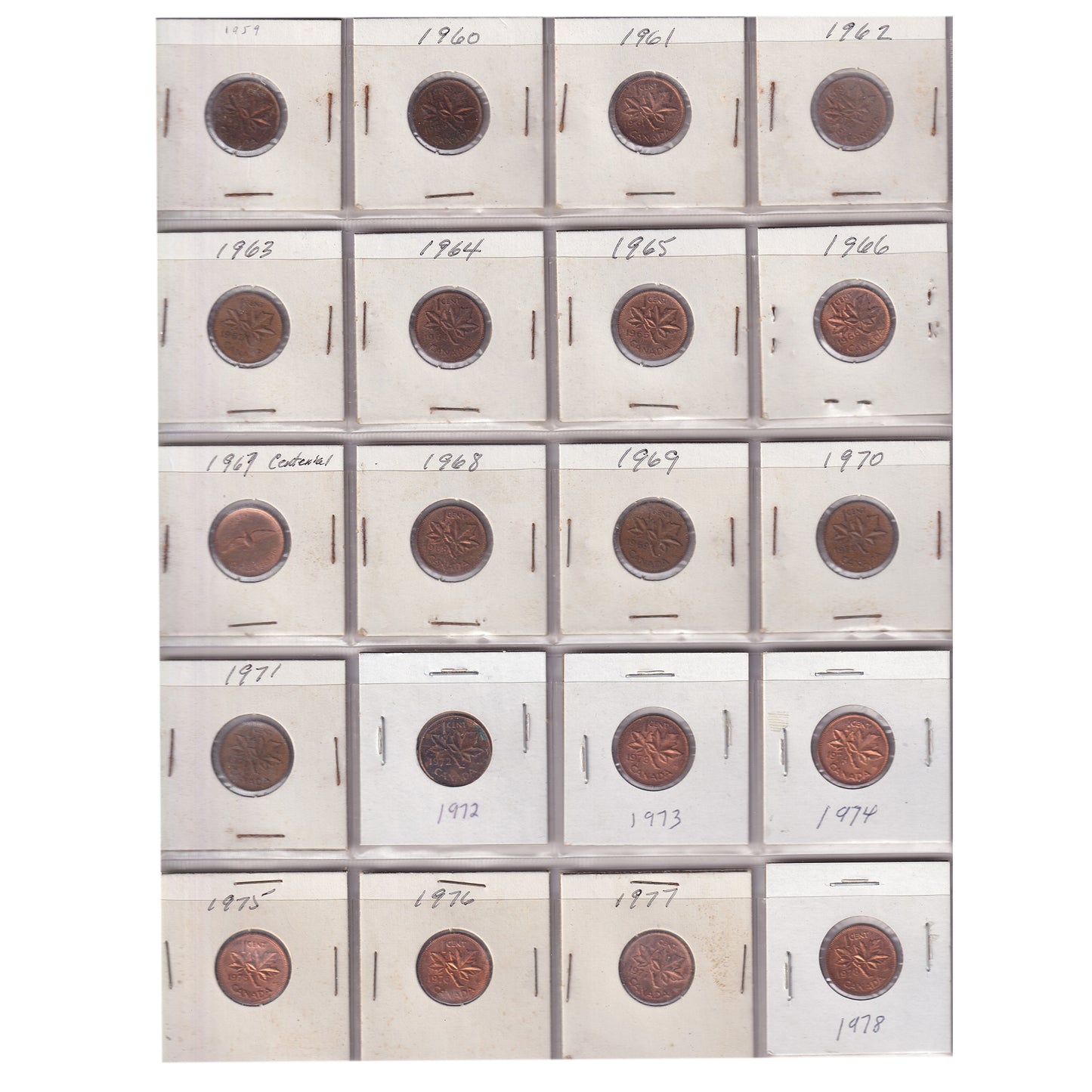 Estate Lot of 182x 1900-2012 Canada 1-cents in Black Binder