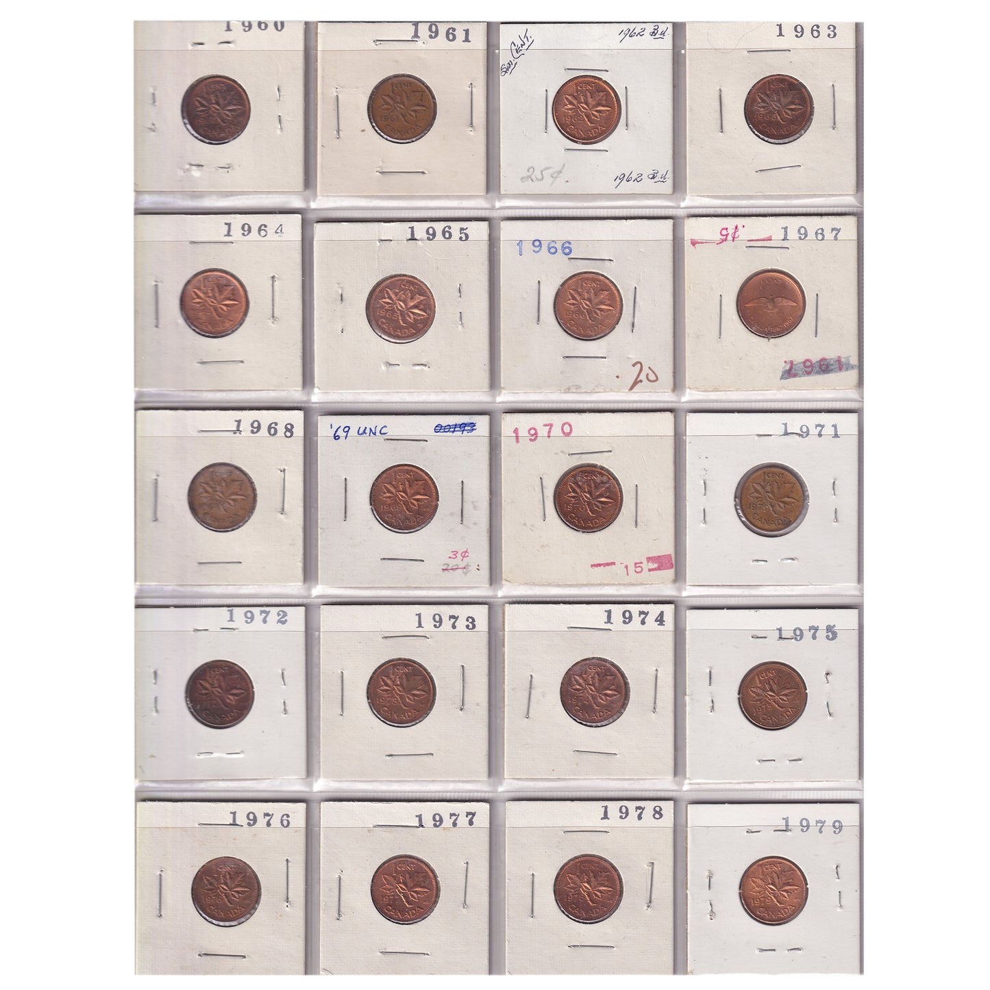 Estate Lot of 182x 1900-2012 Canada 1-cents in Black Binder