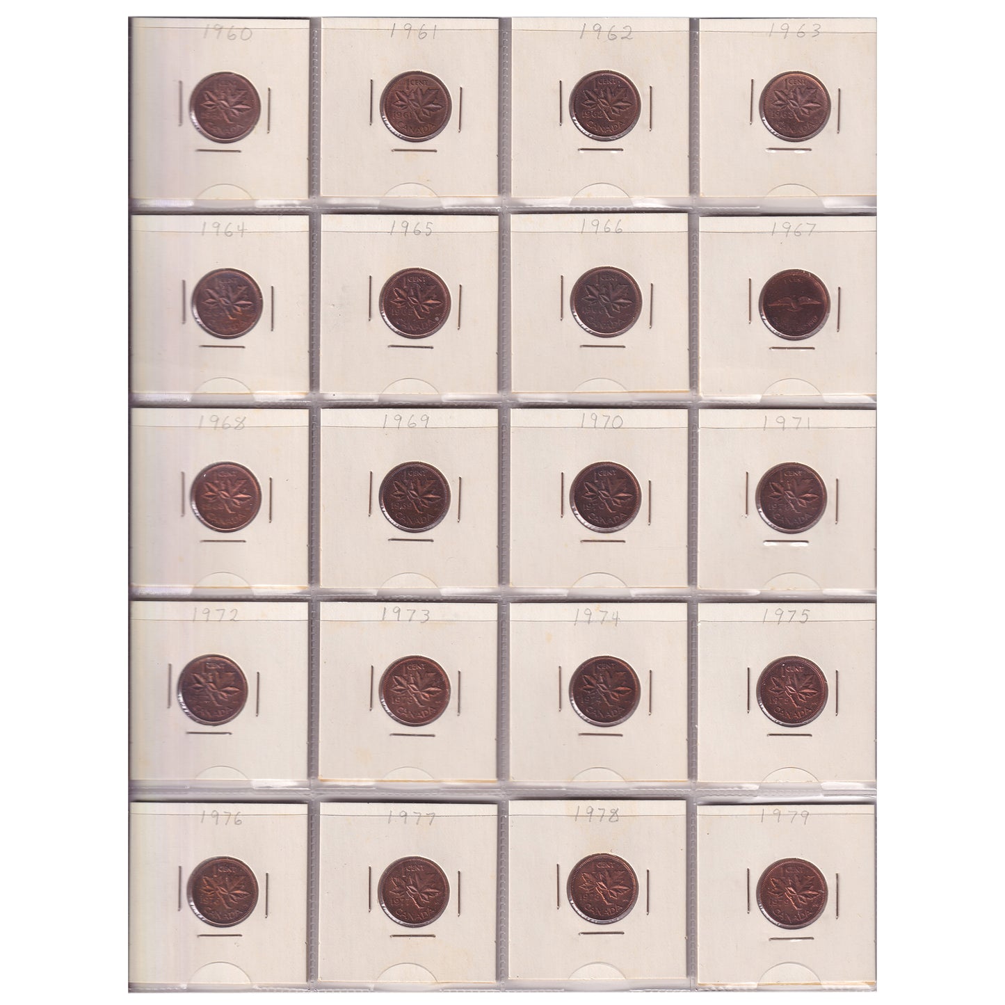 Estate Lot of 182x 1900-2012 Canada 1-cents in Black Binder