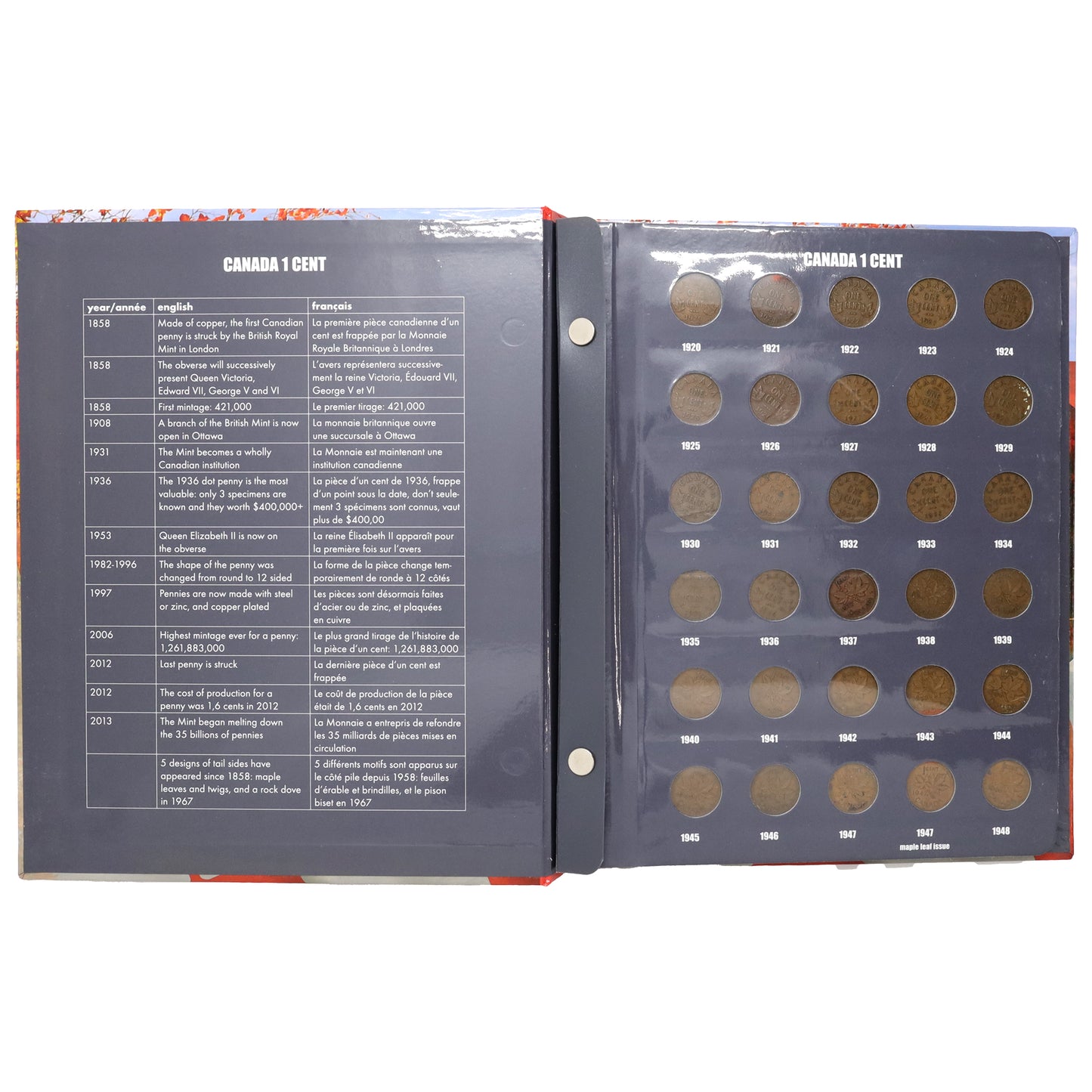 Estate Lot of 112x 1920-2012 Canada Small Cents in COMPLETE Lighthouse Album