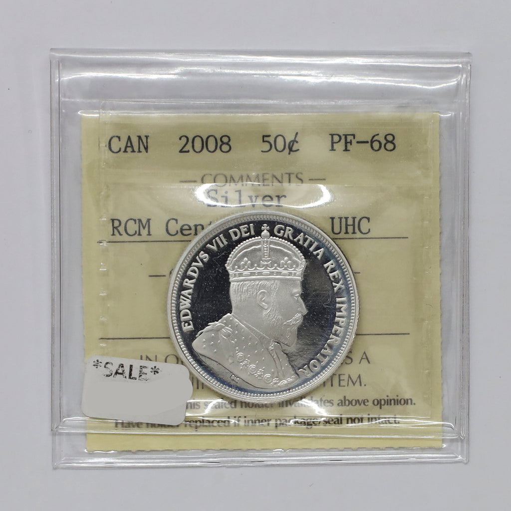 2008 (1908-2008) Canada 50-cents Centennial Sterling Silver Proof ICCS Certified PF68