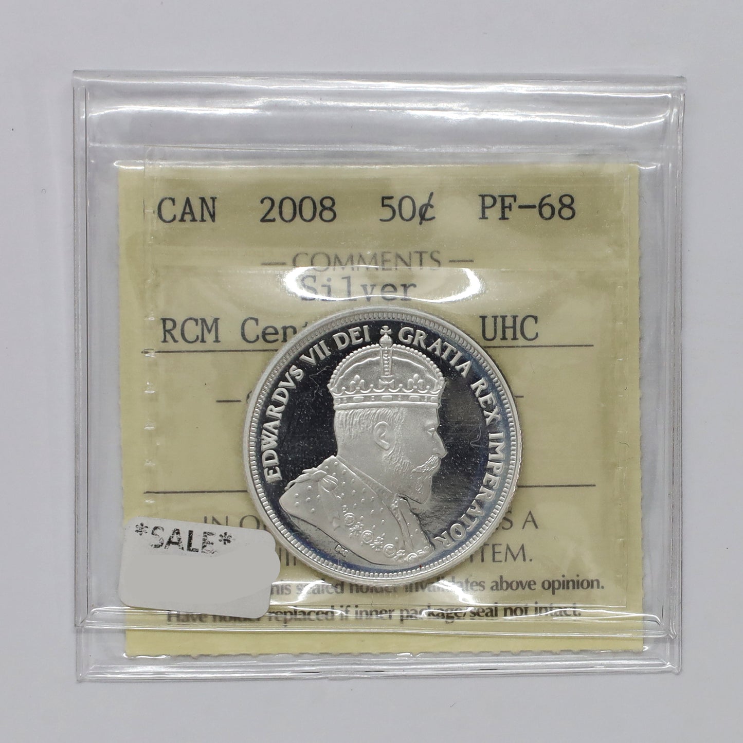 2008 (1908-2008) Canada 50-cents Centennial Sterling Silver Proof ICCS Certified PF68