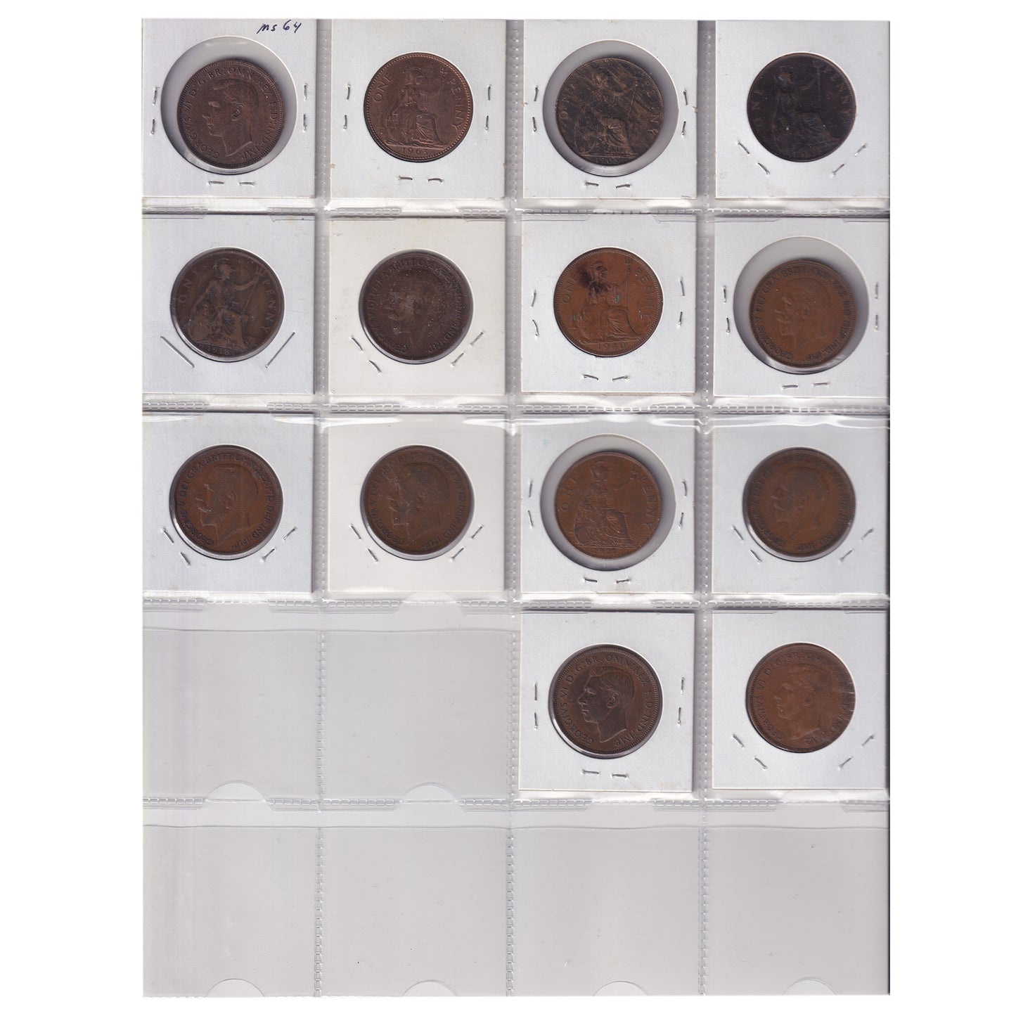 Group Lot of 14x Great Britain 1898-1963 Pennies, 14pcs, F-VF to Gem BU, 14pcs