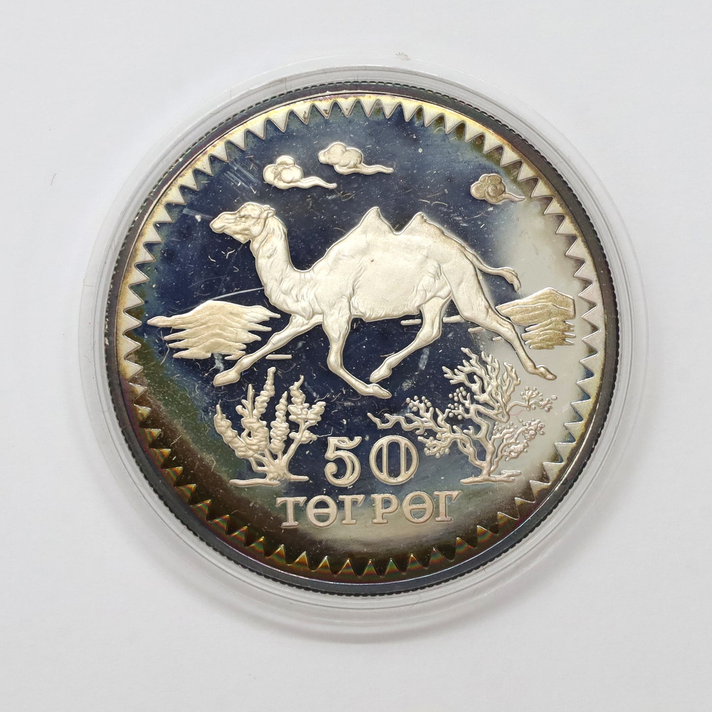 Mongolia 1976 WWF IUCN Conservation Sterling Silver Proof Coin in Case (light wear)