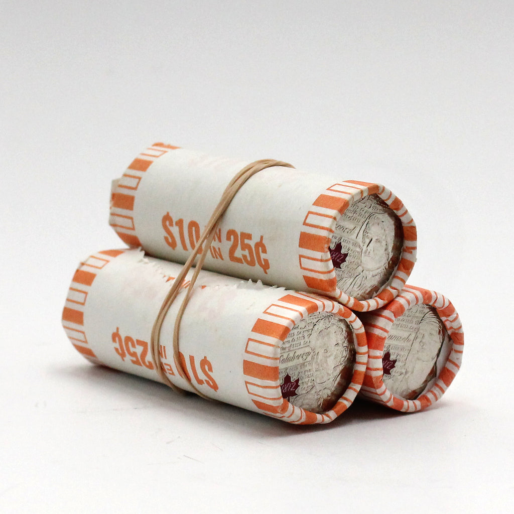 Lot of 3x 2012-2013 Canada War of 1812 25-cent Coloured Rolls, 3pcs