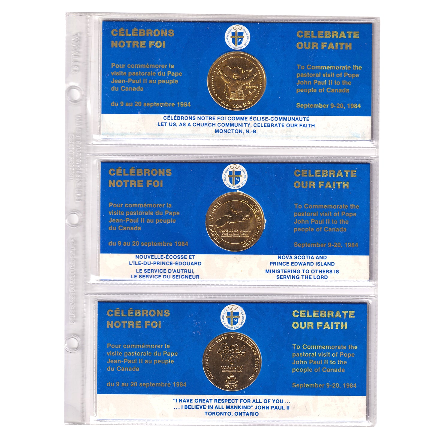 Lot of 15x Papal Visit John Paul II Conference of Catholic Bishops Medallion Set in Album