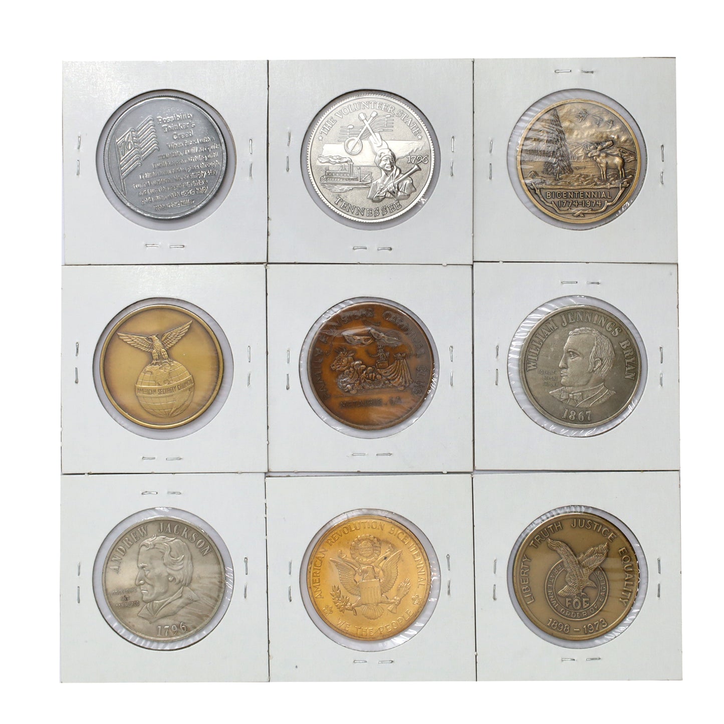 Lot of 9x USA Commemorative 5 cm Medallions, 9pcs