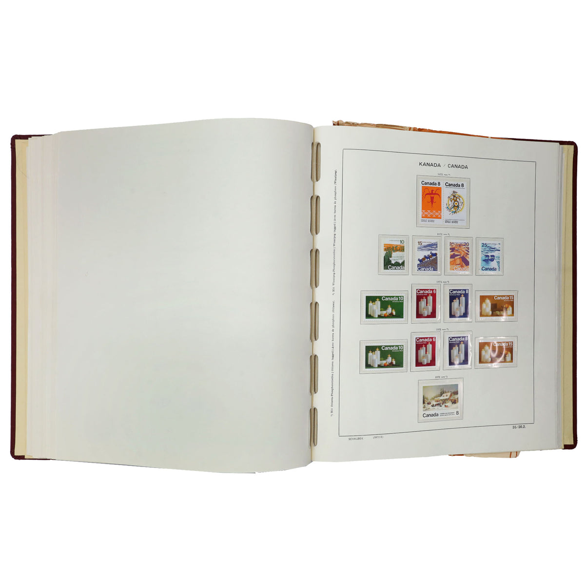 Lot of 574 Canadian Stamps in Deluxe Red Album (sold as-is)