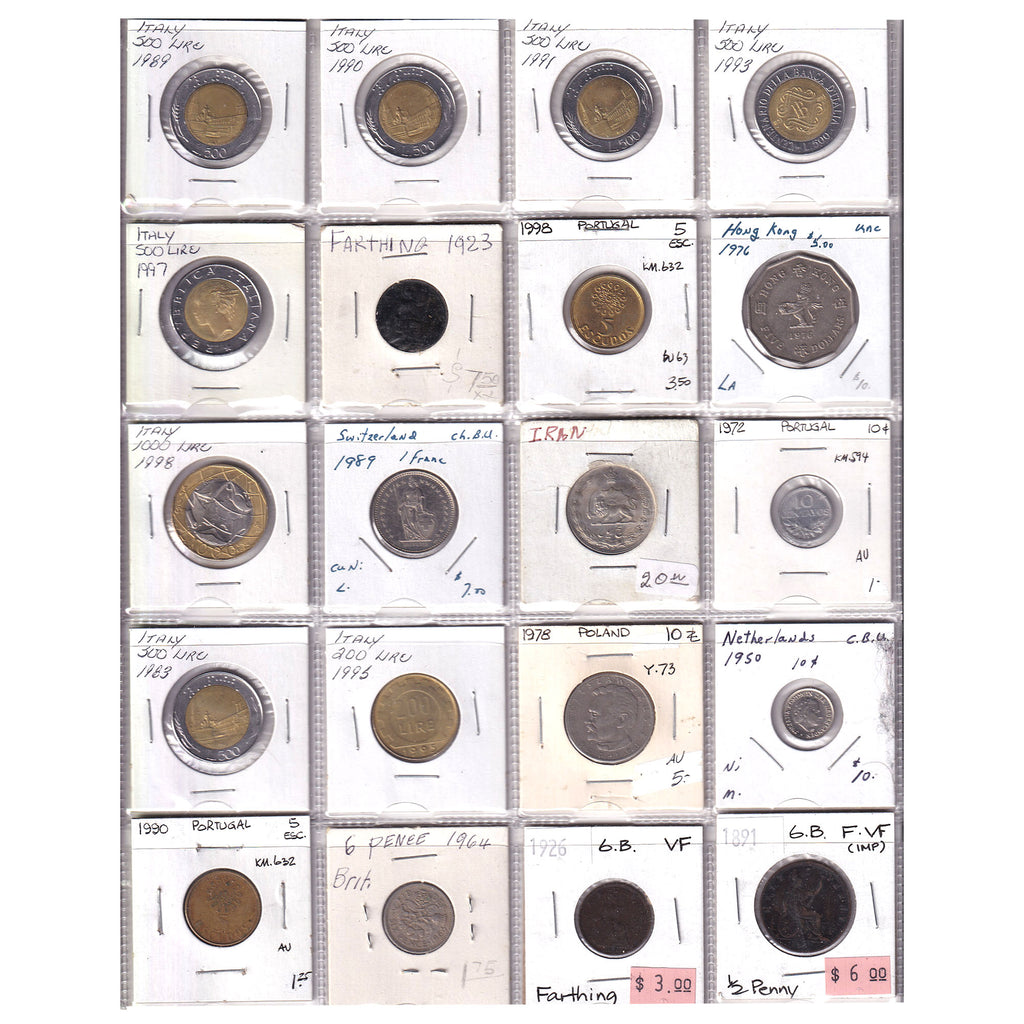 Group Lot of 60x 1863-1998 World Coins, Various Countries & Denominations, 60pcs