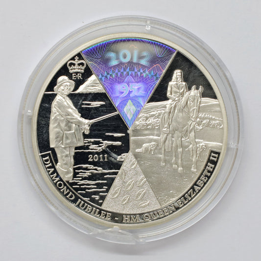 Samoa 2012 $10 Diamond Jubilee Elizabeth II & Queen Mother Proof .925 Silver (scr. cap)