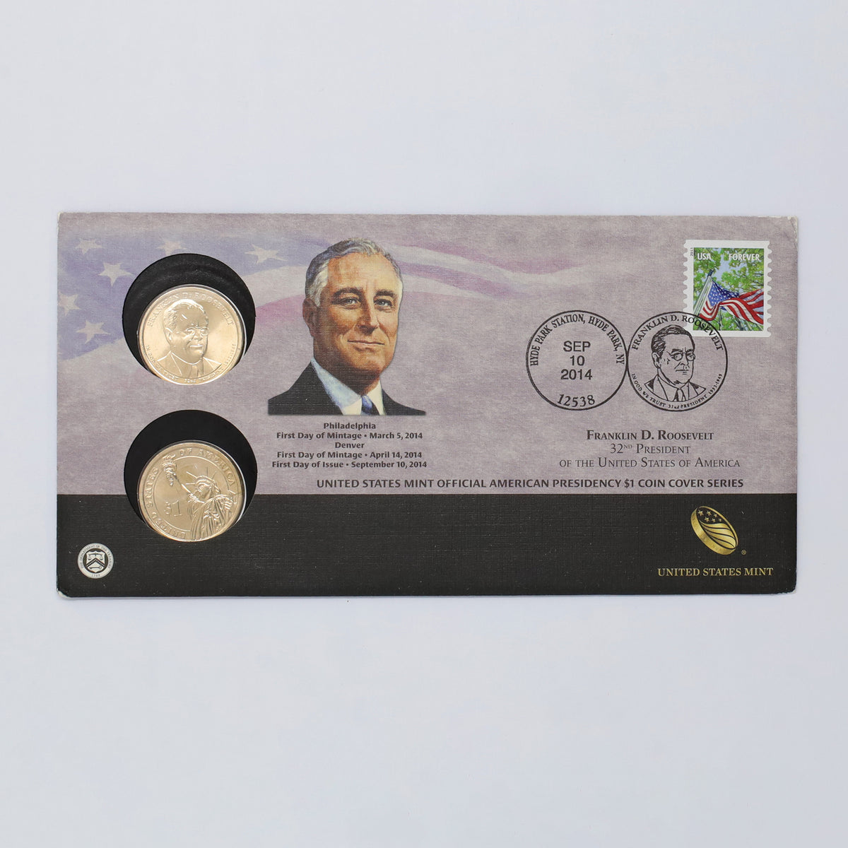 2014 USA Franklin D. Roosevelt Presidential Dollar Official Cover Series