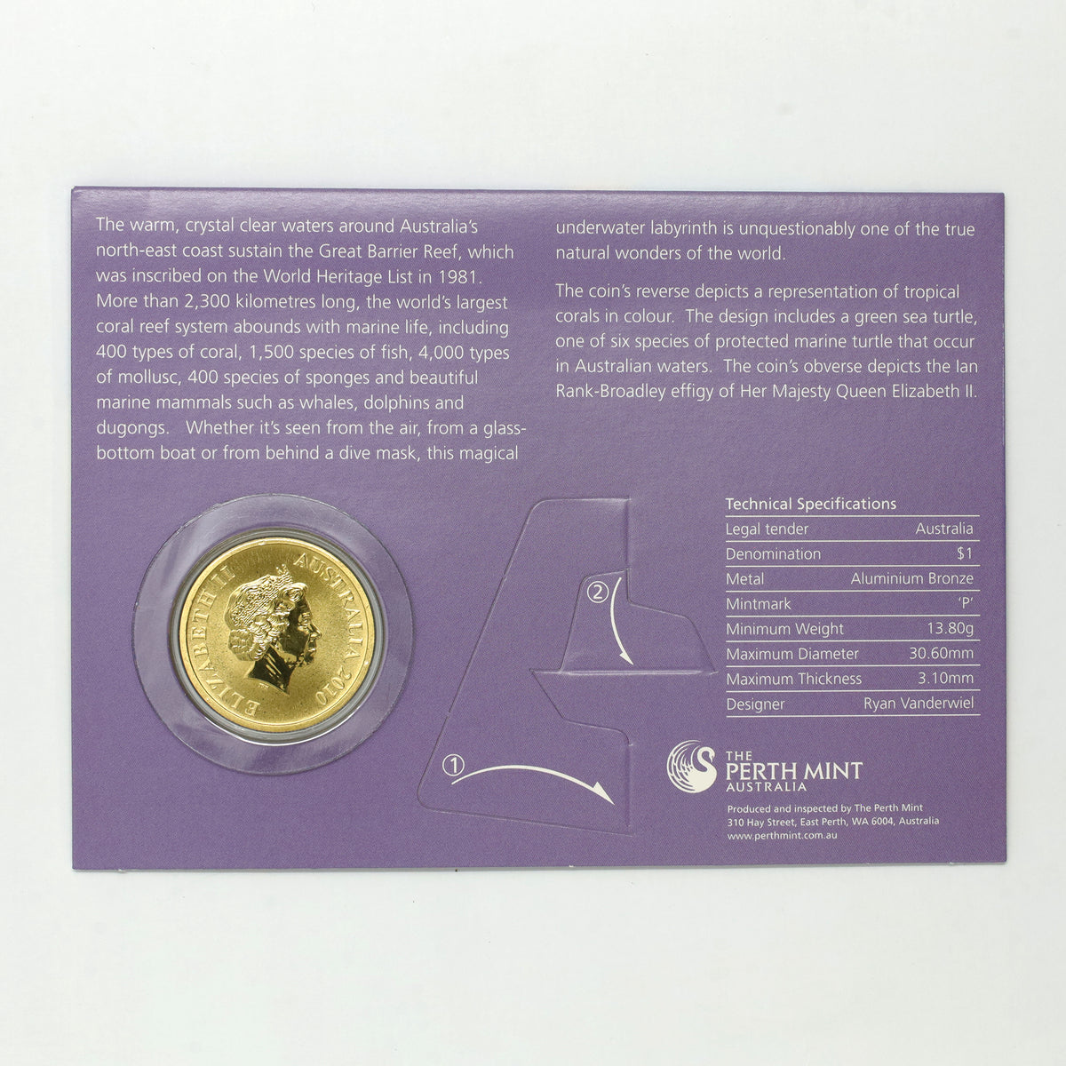 Australia 2010 $1 Celebrate Australia Great Barrier Reef Coloured Coin