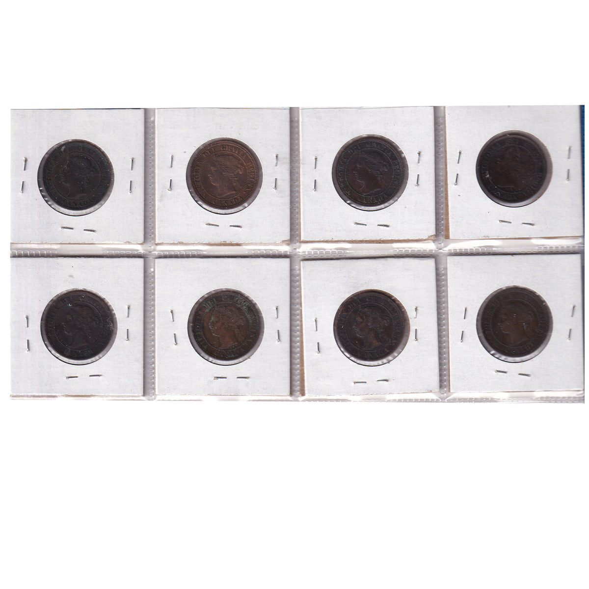 Group Lot of 8x 1859-1900 Canada 1-cents, All VF-EF, 8pcs
