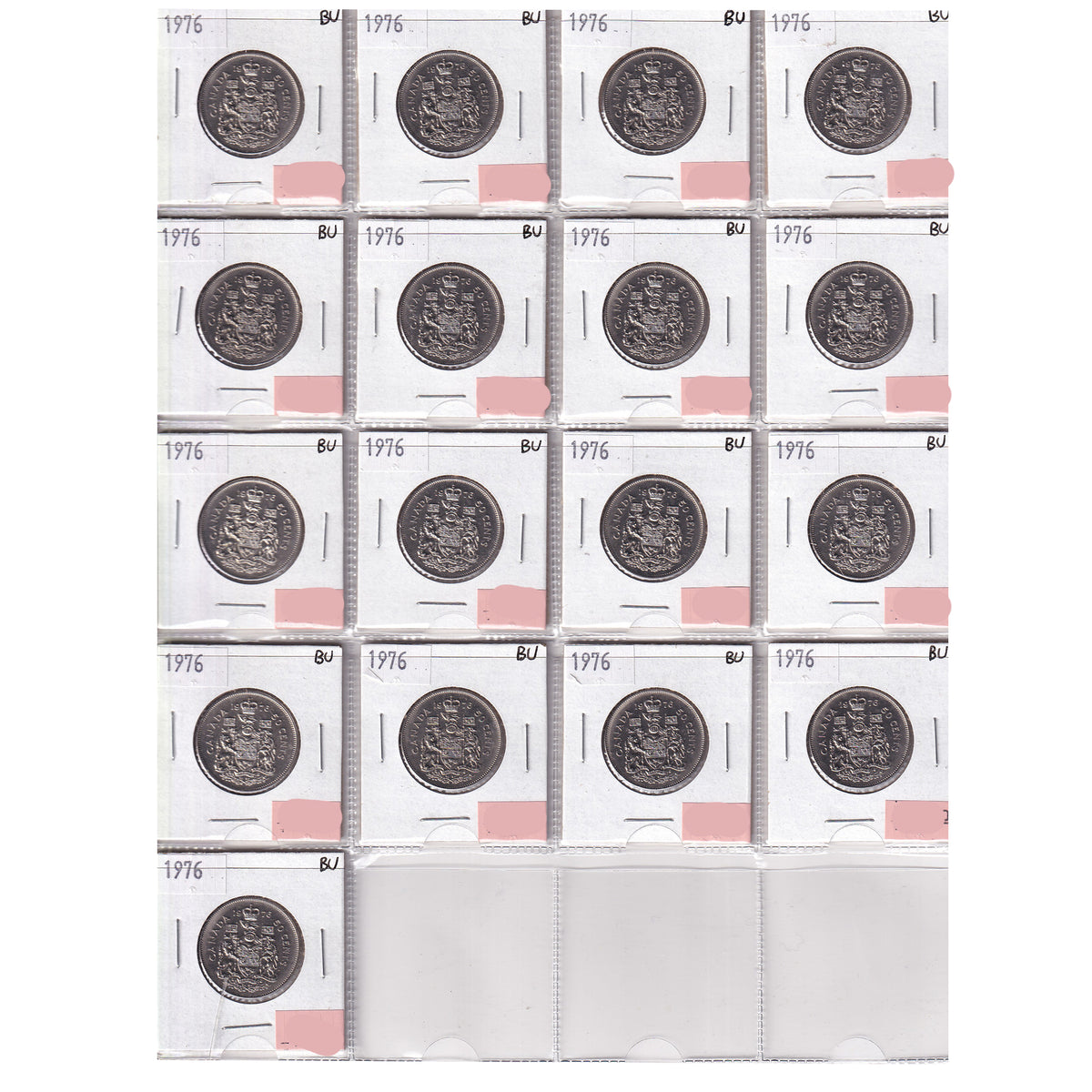 Group Lot of 36x 1976 & 1978 Canada 50-cents, All Brilliant Uncirculated, 36pcs