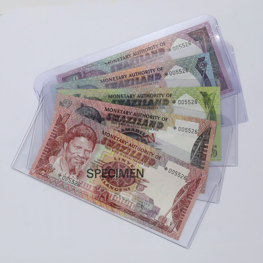 Lot of 5x Swaziland 1978 Banknotes from Specimen Set w/COA, 5pcs