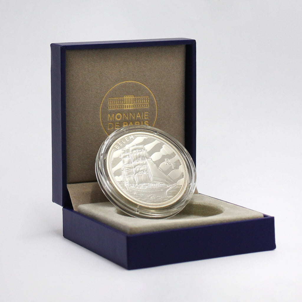 France 2016 10 Euro Grands Navires Francais Belem .900 Silver Coin (light wear)