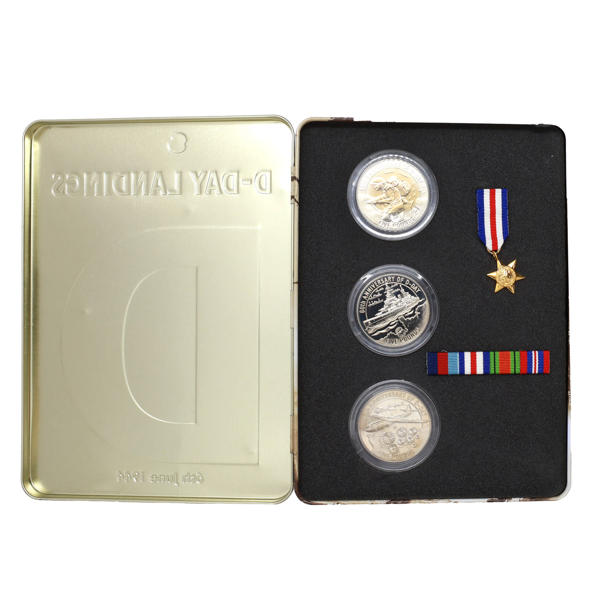 United Kingdom 2004 D-Day 60th Anniversary "Beach Landings" 3-Coin Tin Set (light wear)