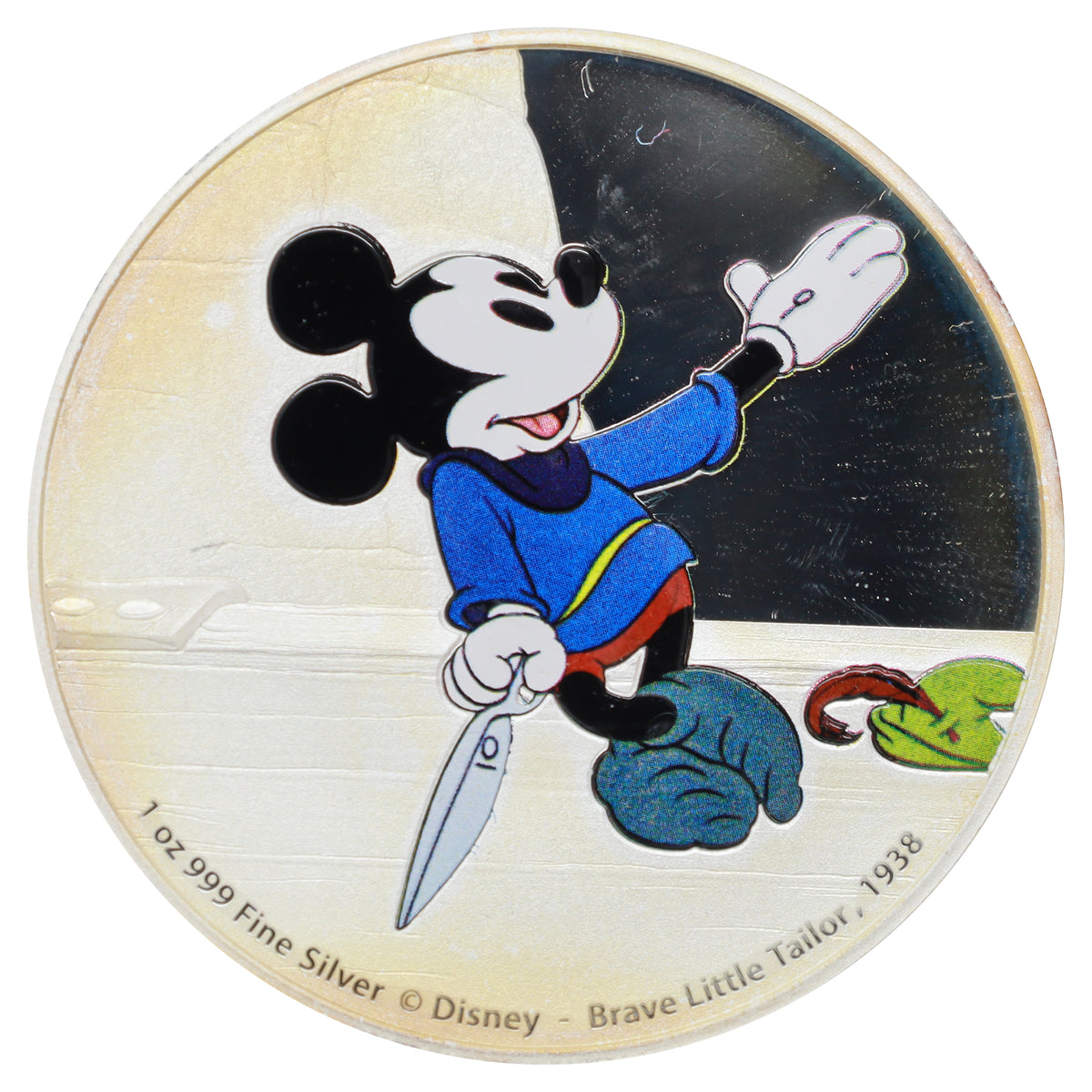 2016 Niue $2 Disney Mickey Mouse Brave Little Tailor 1oz. .999 Silver (No Tax) light wear