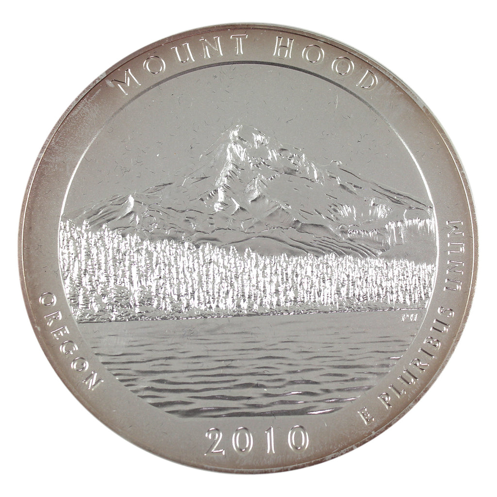 2010 P USA Mt. Hood, OR, 25ct 5oz Fine Silver Coin in Box (No Tax)