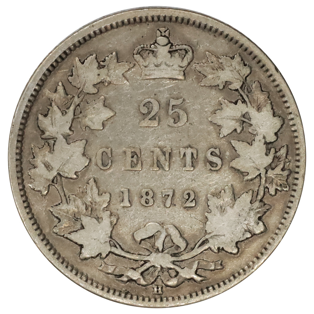 1872H Canada 25-cents VG-F (VG10) Scratched