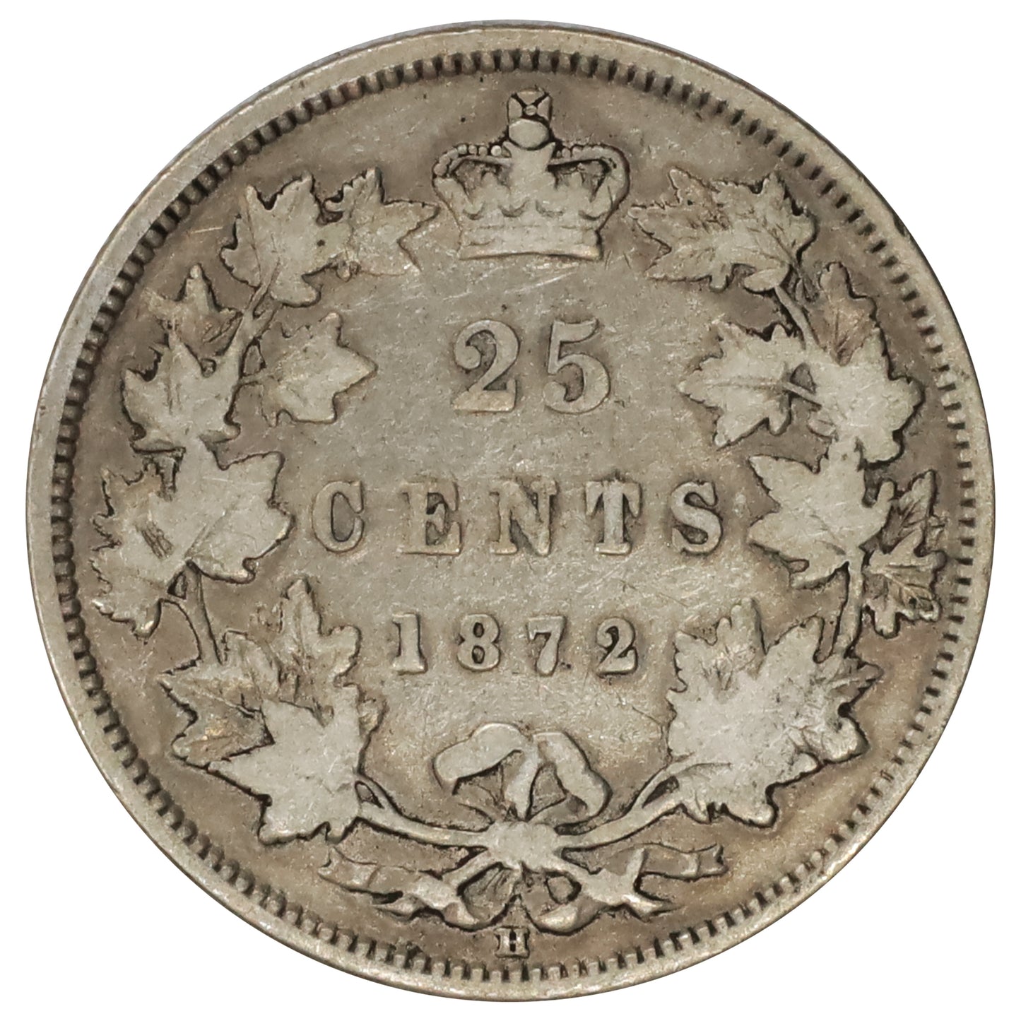 1872H Canada 25-cents VG-F (VG10) Scratched