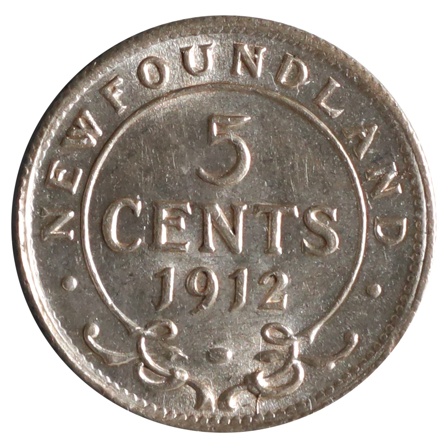 1912 Newfoundland 5-cents ICCS Certified AU55
