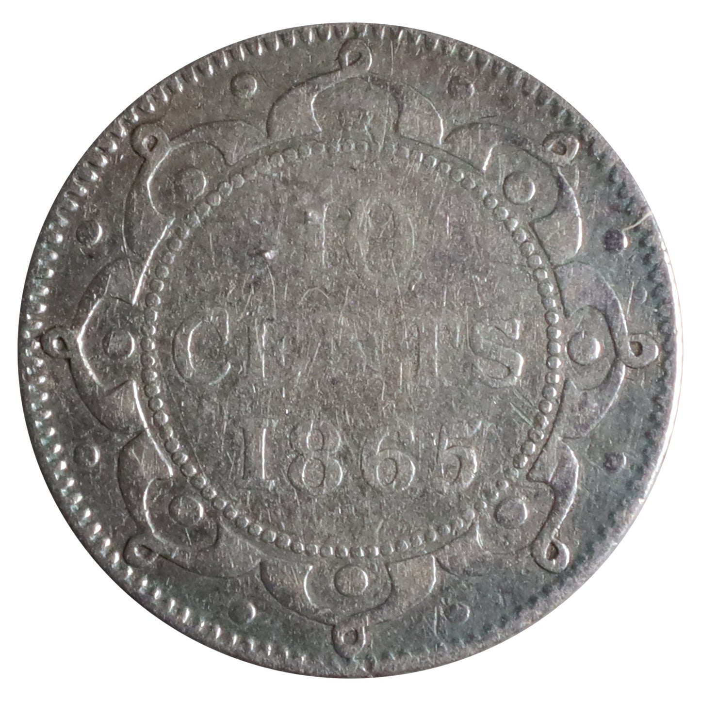 1865 Newfoundland 10-cents ICCS Certified F12
