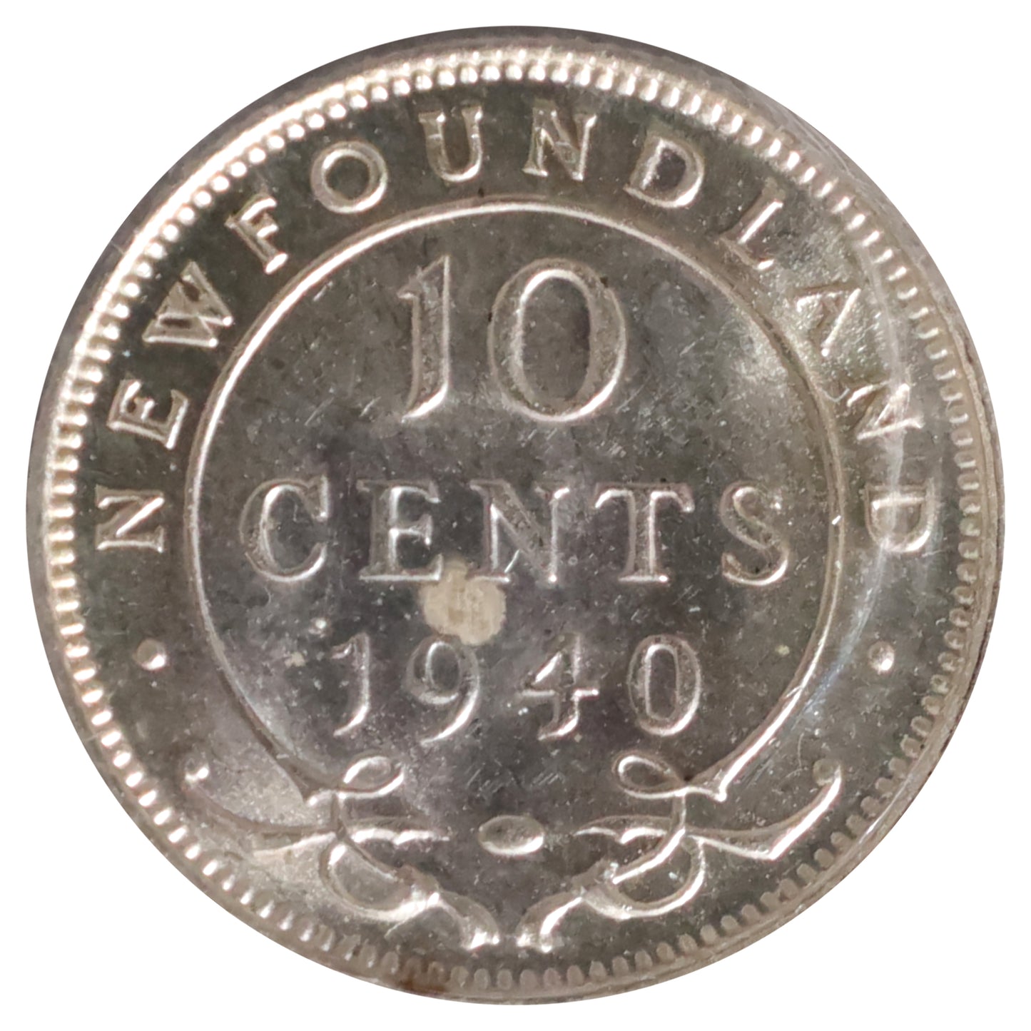 1940 Newfoundland 10-cents ICCS Certified AU55