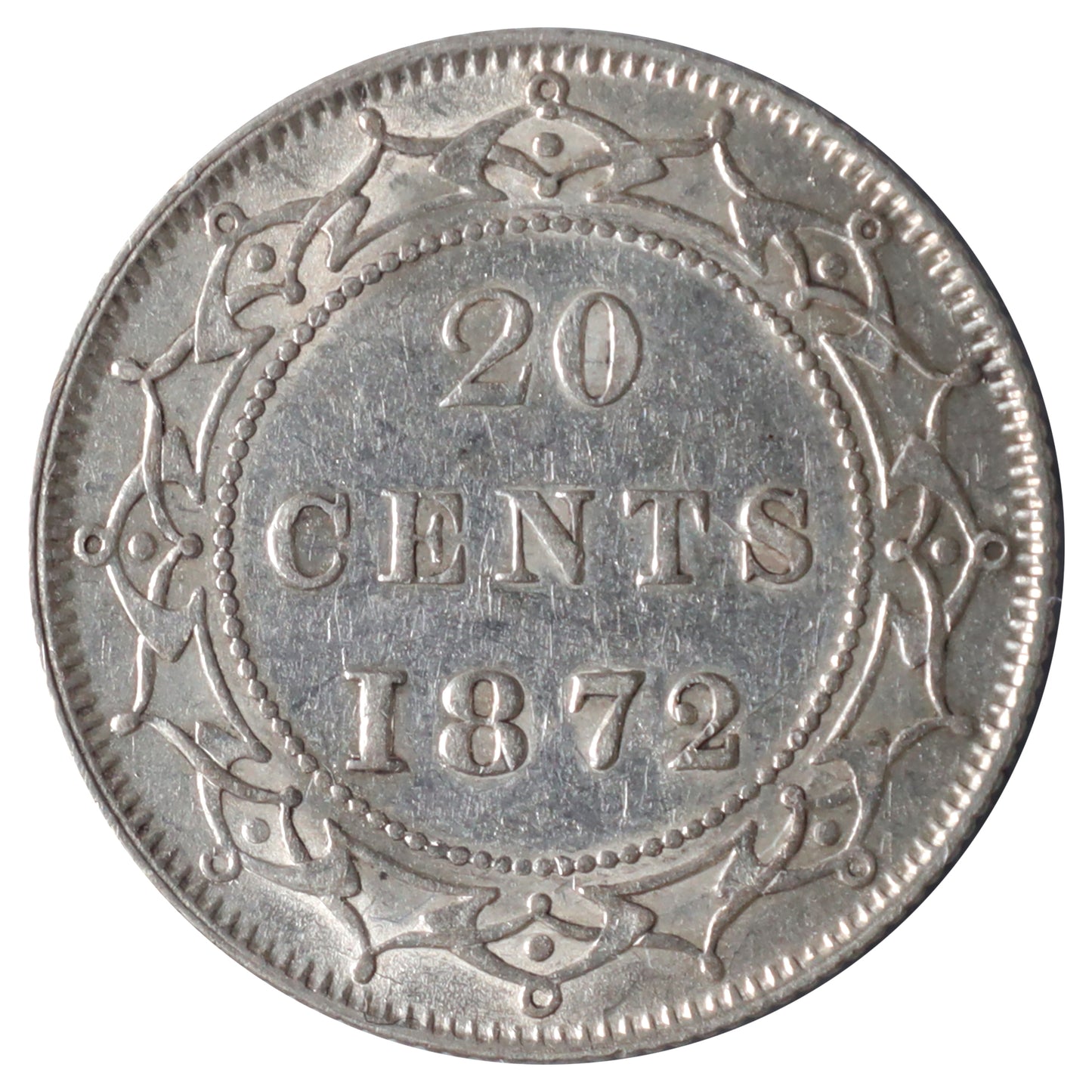 1872H Newfoundland 20-cents ICCS Certified EF40