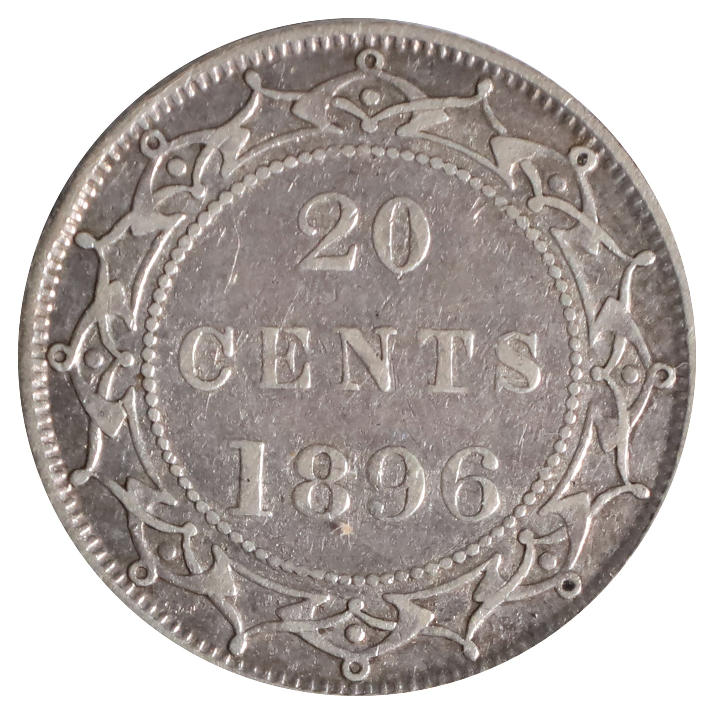 1896 Obv. 1, Large 96 Newfoundland 20-cents ICCS Certified VF20