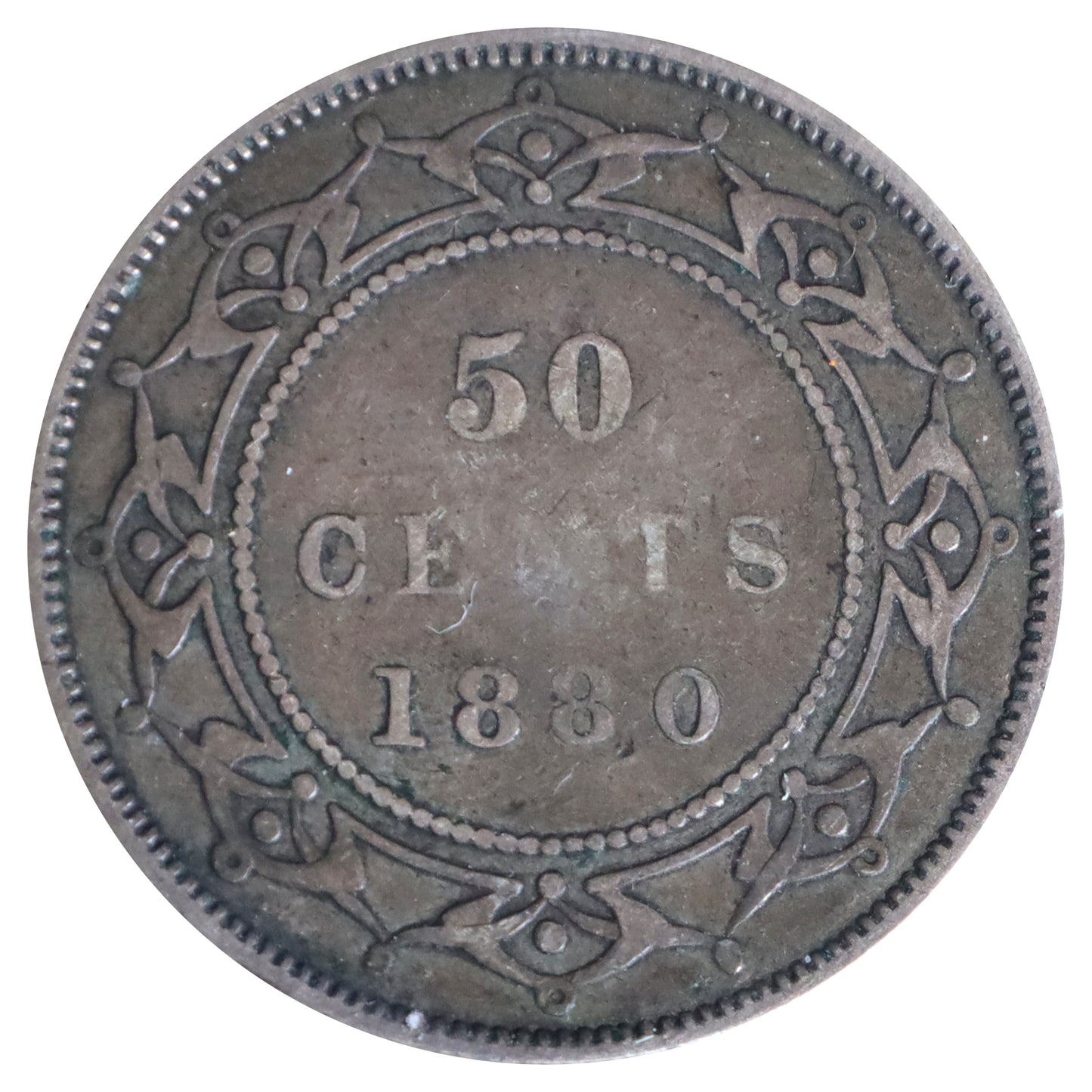 1880 Wide Date Newfoundland 50-cents ICCS Certified F12
