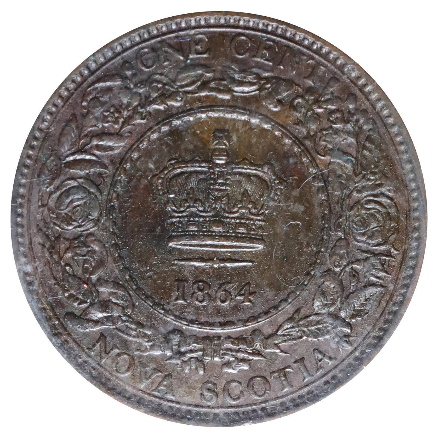 1864 Nova Scotia 1-cent ICCS Certified AU50