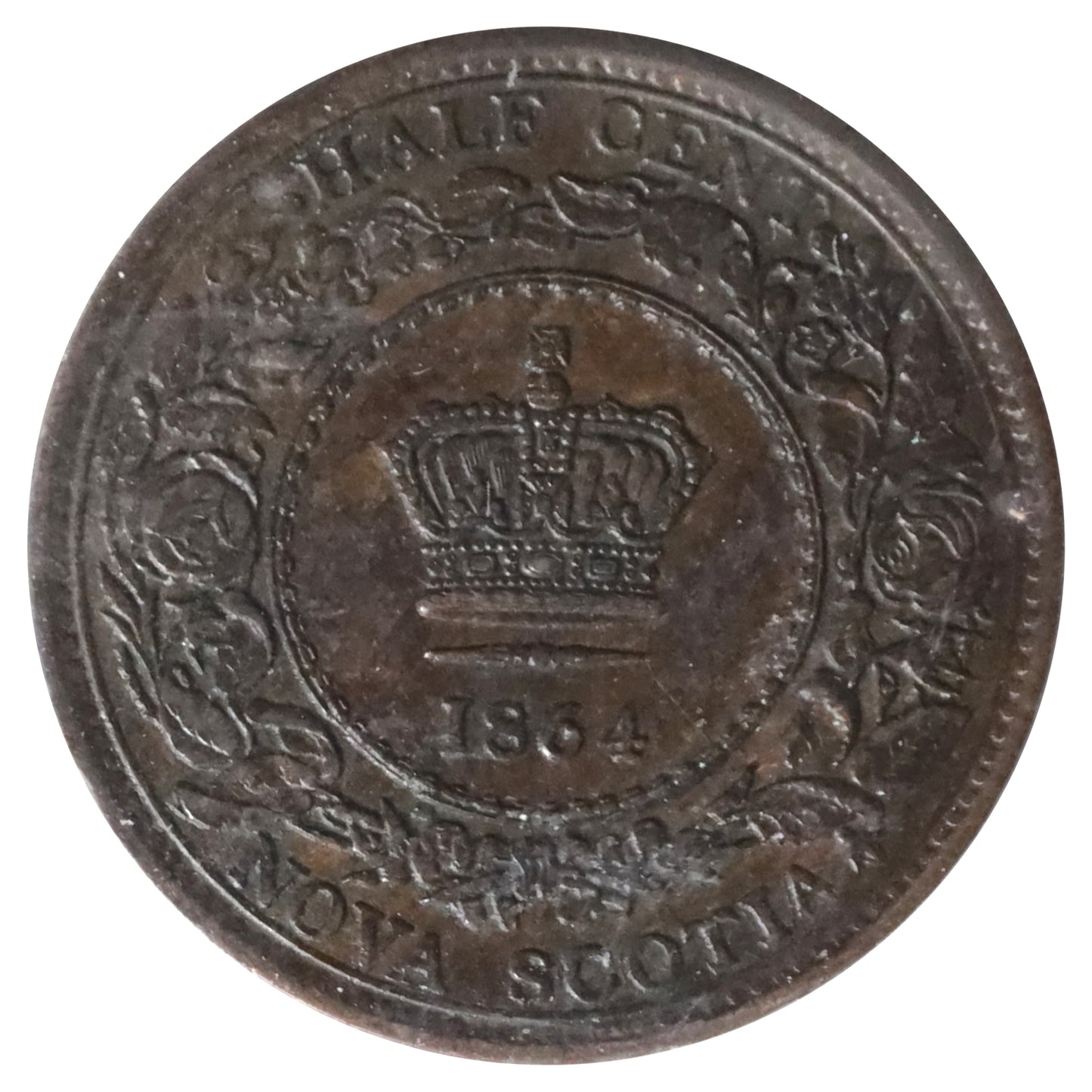 1864 Nova Scotia 1/2 cent ICCS Certified AU55