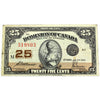 DC-24c 1923 Dominion 25-cent Shinplaster, McCavour-Saunders, VF-EF (VF30) Dirt
