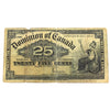 DC-15c 1900 Dominion of Canada 25-cent Shinplaster, Saunders, Fine (F12) Damaged