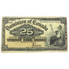 DC-15c 1900 Dominion of Canada 25-cent Shinplaster, Saunders, Very Fine (VF20) Damaged