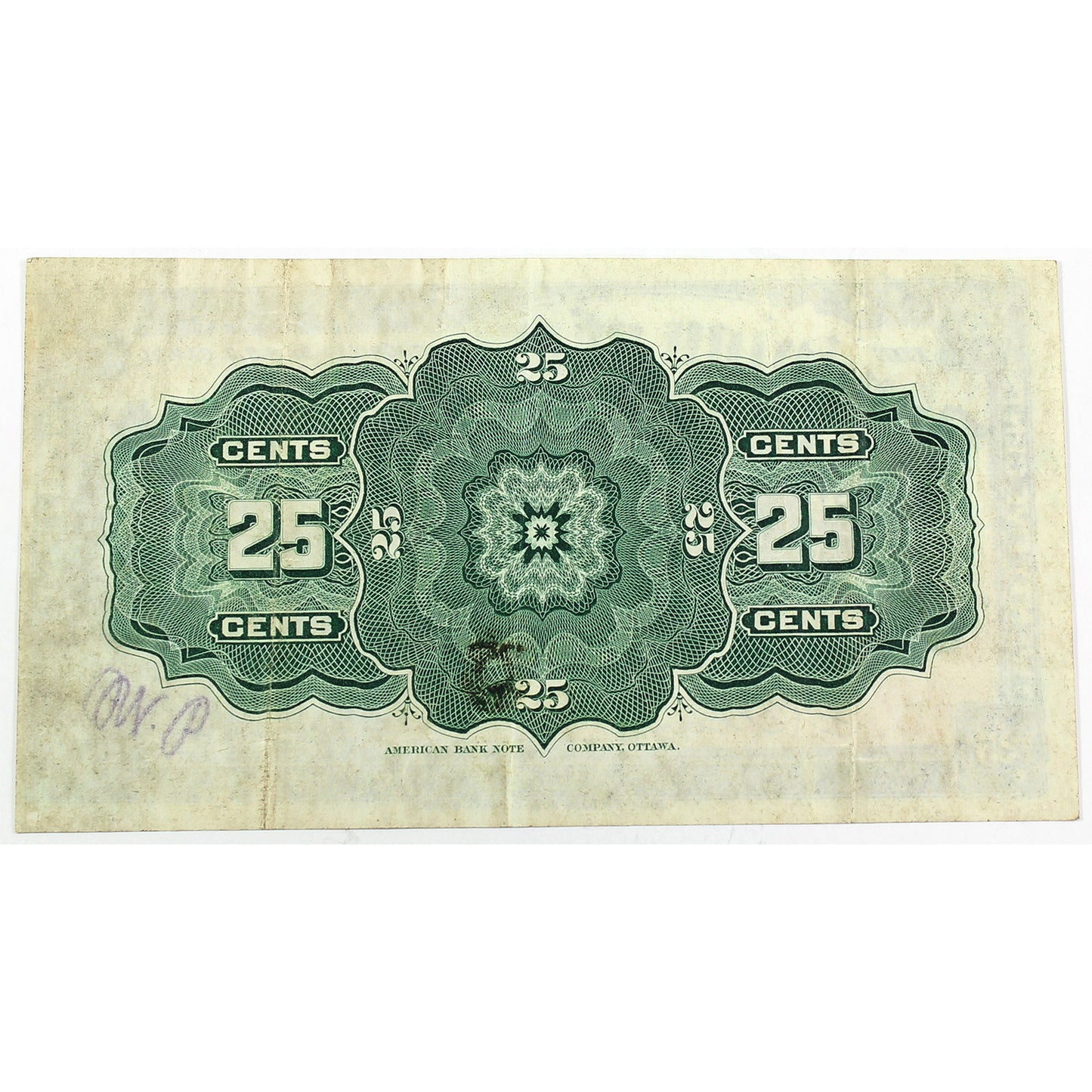 DC-15b 1900 Dominion of Canada 25-cent Shinplaster, Boville, VF-EF (VF30) Writing