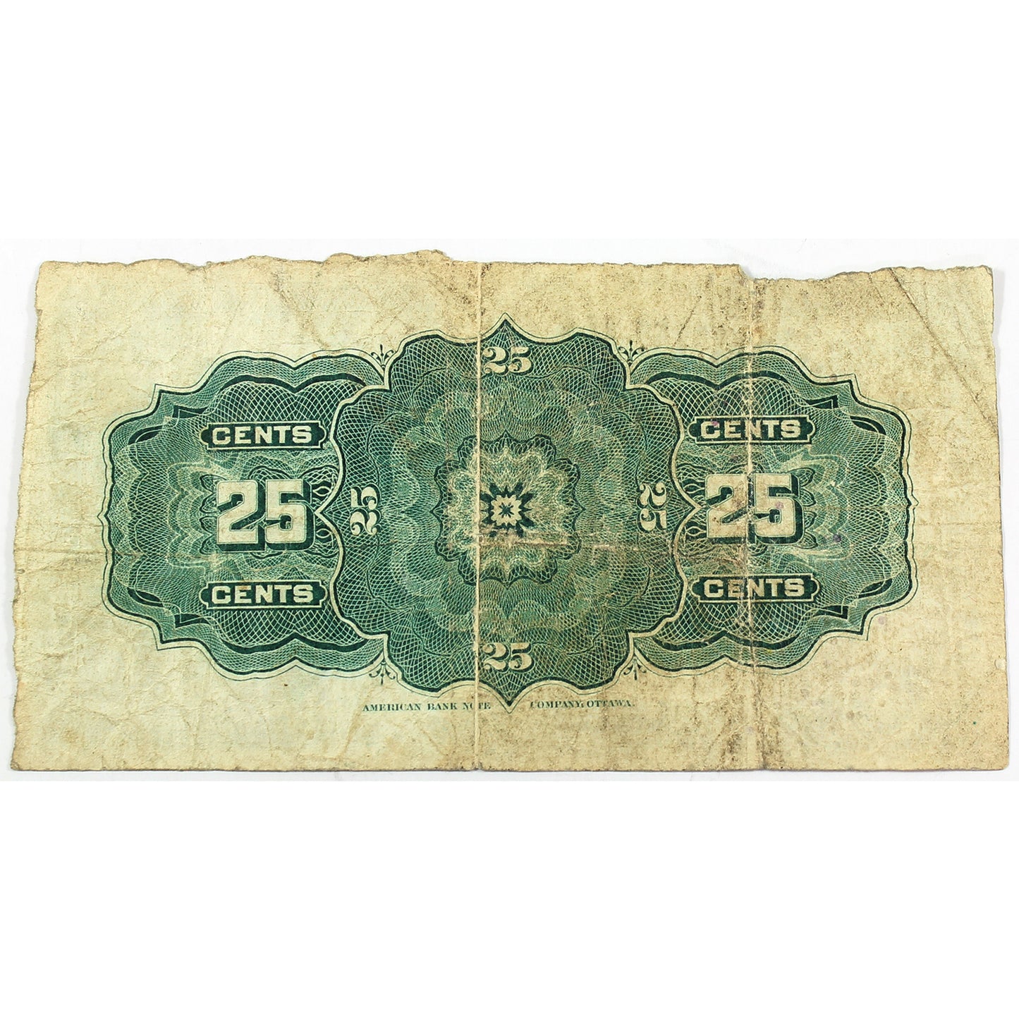 DC-15a 1900 Dominion of Canada 25-cent Shinplaster, Courtney, F-VF (F15) Damaged