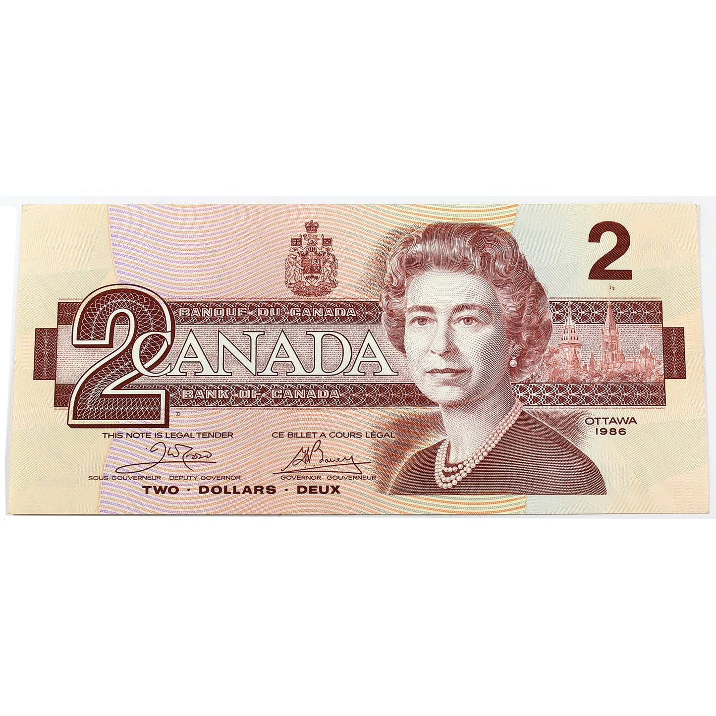 BC-55a 1986 Canada $2 Crow-Bouey, AUK, EF-AU (EF45) Stain