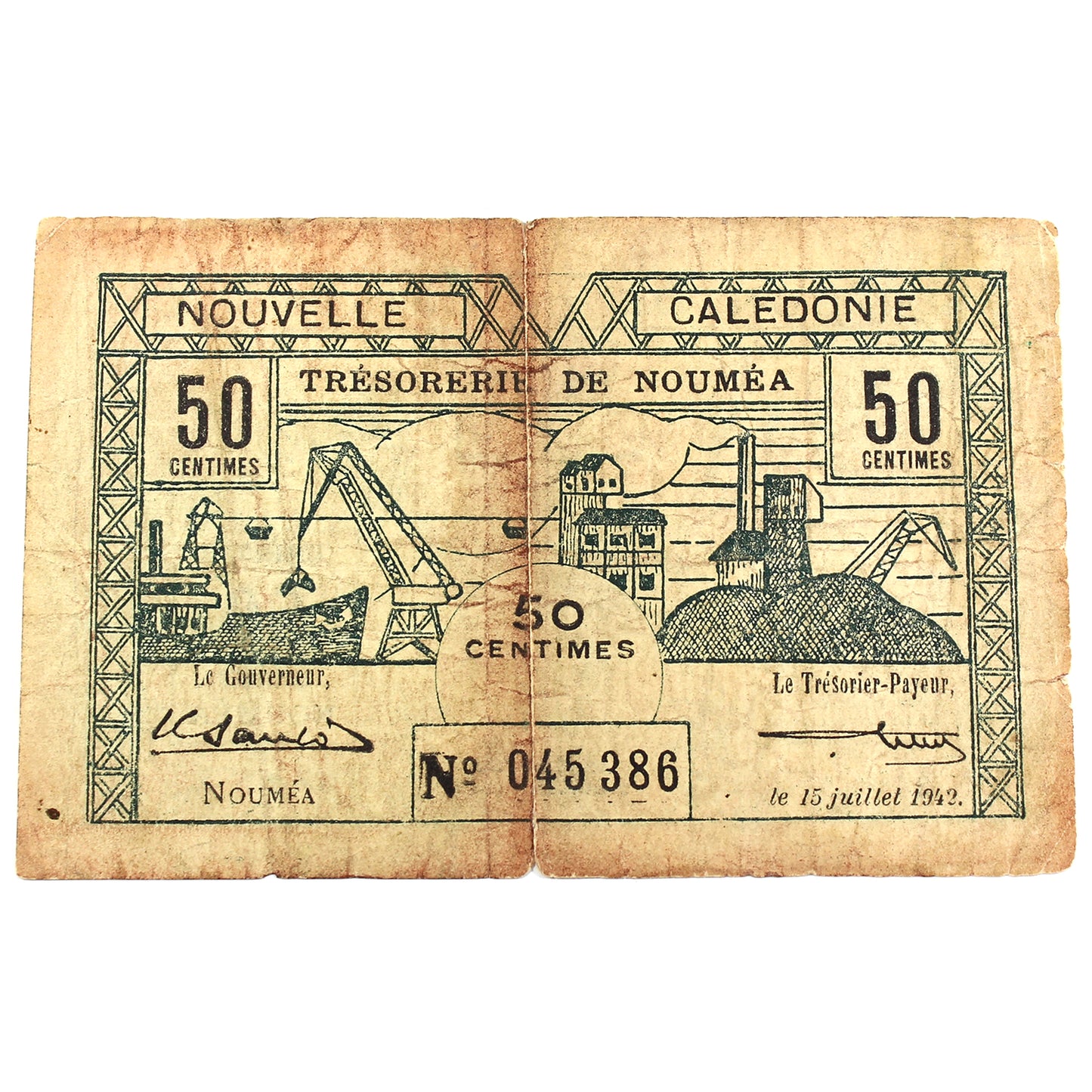 New Caledonia 1942 50 Centimes Note, Pick #51
