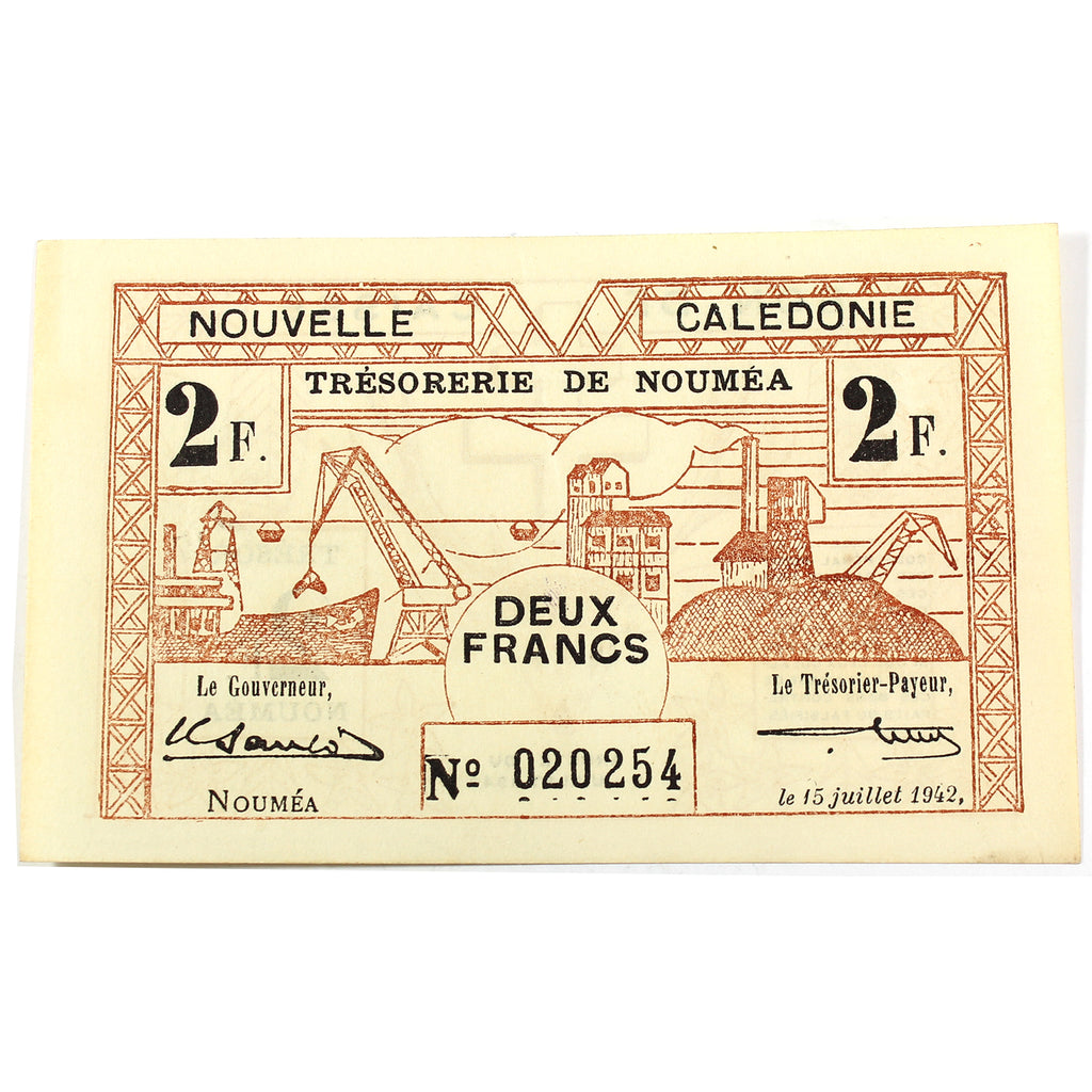 New Caledonia 1942 2 Franc Note, Pick #53