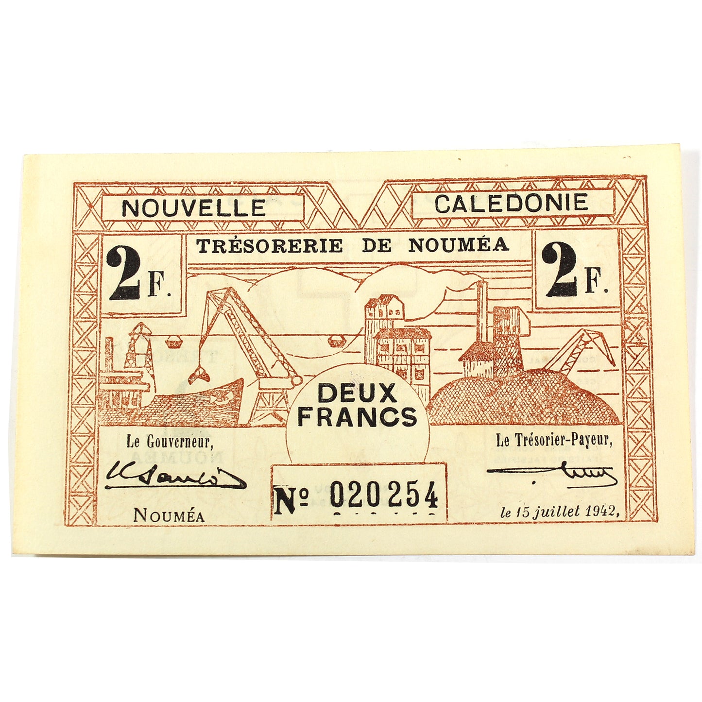 New Caledonia 1942 2 Franc Note, Pick #53