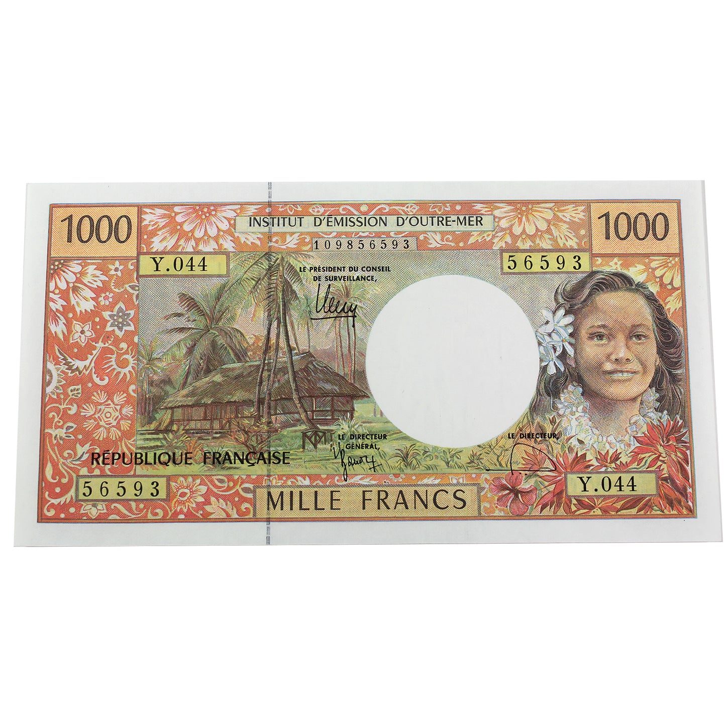 New Caledonia 1969 1000 Franc Note, Pick #2, UNC (MS60)
