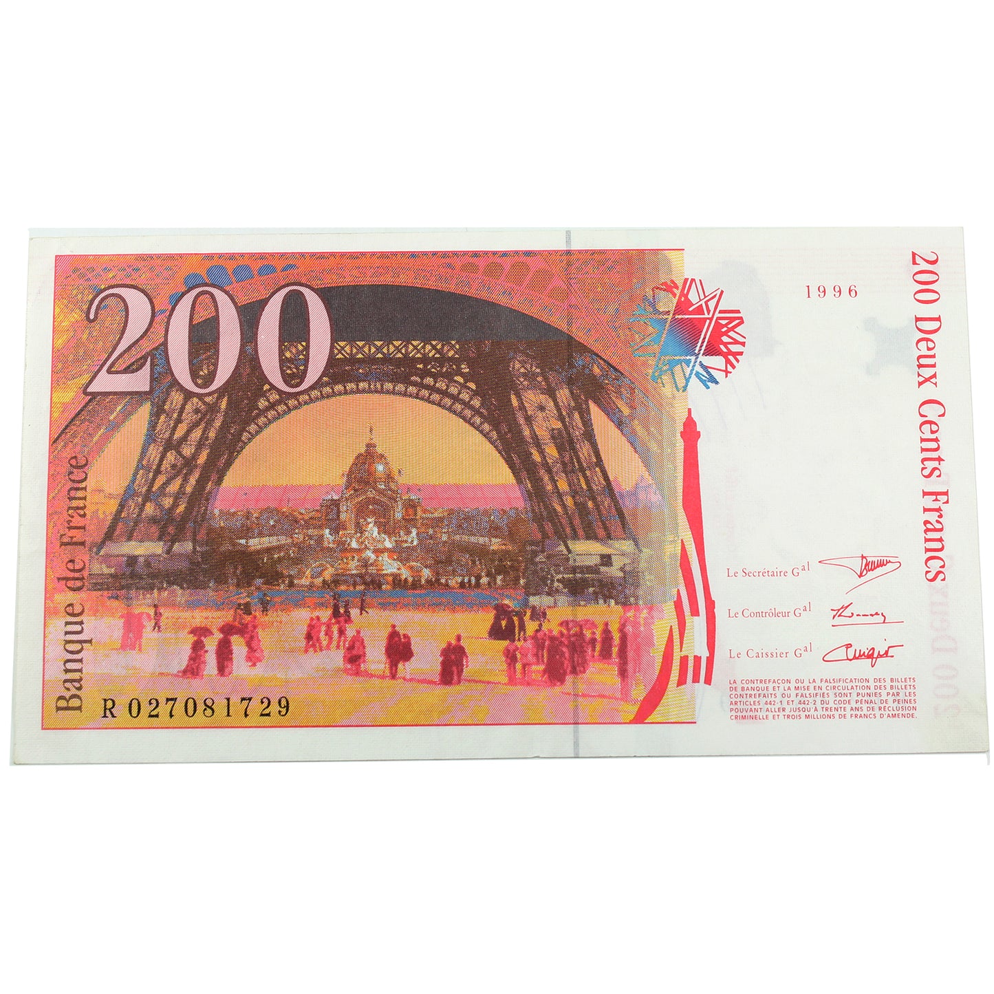 France 1996 200 Franc Note, Pick #159