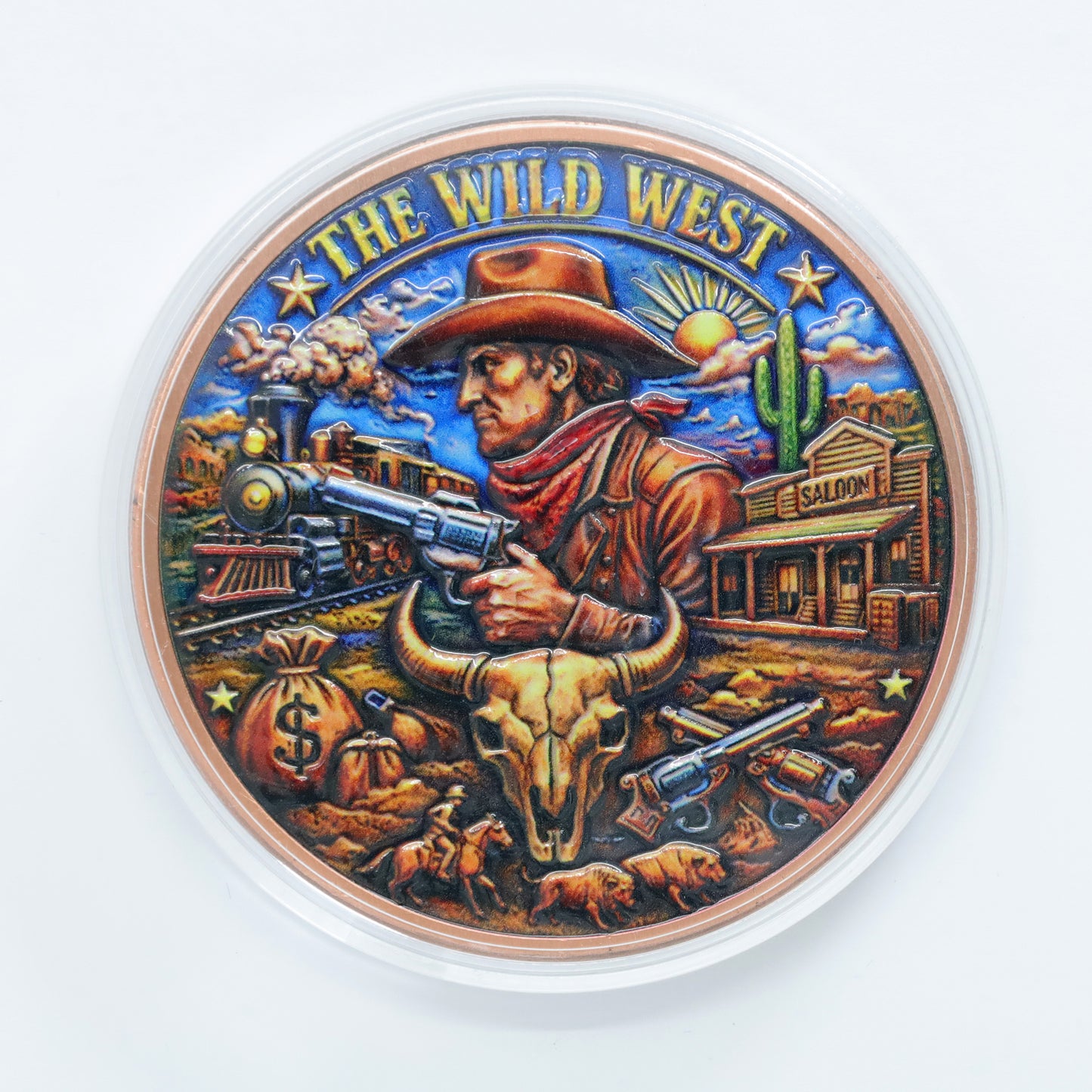 Wild West Coloured 5oz. AVDP .999 Fine Copper Round
