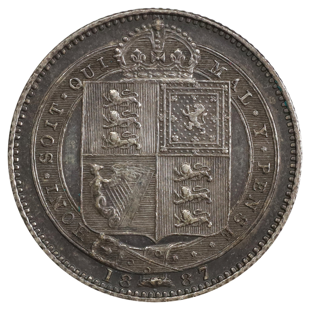 Great Britain 1887 Shilling Extra Fine (EF40) Toned