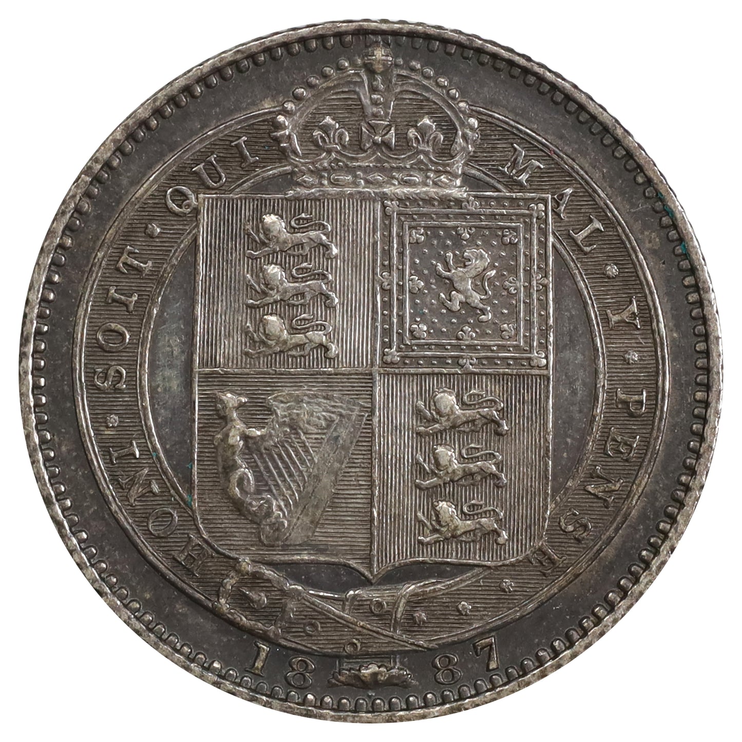 Great Britain 1887 Shilling Extra Fine (EF40) Toned