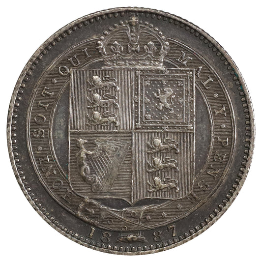 Great Britain 1887 Shilling Extra Fine (EF40) Toned