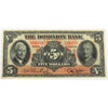 220-28-02 1938 Dominion Bank $5 Carlisle-Rae, VF-EF (VF30) Trim